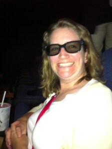 Libbi at the movies wearing 3D glasses
