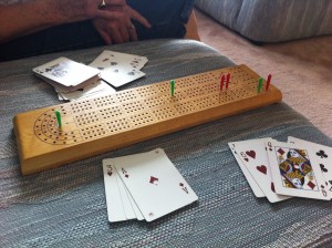 Skunked by my mother in our first cribbage game in more than a year.
