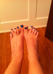 Check out this lovely blue on my wonky toes! 